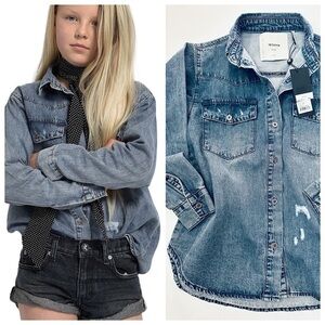 NEW! KIDS ONE TEASPOON JEAN SHIRT Distressed Luxury Denim Size 9/10 NWT Casual